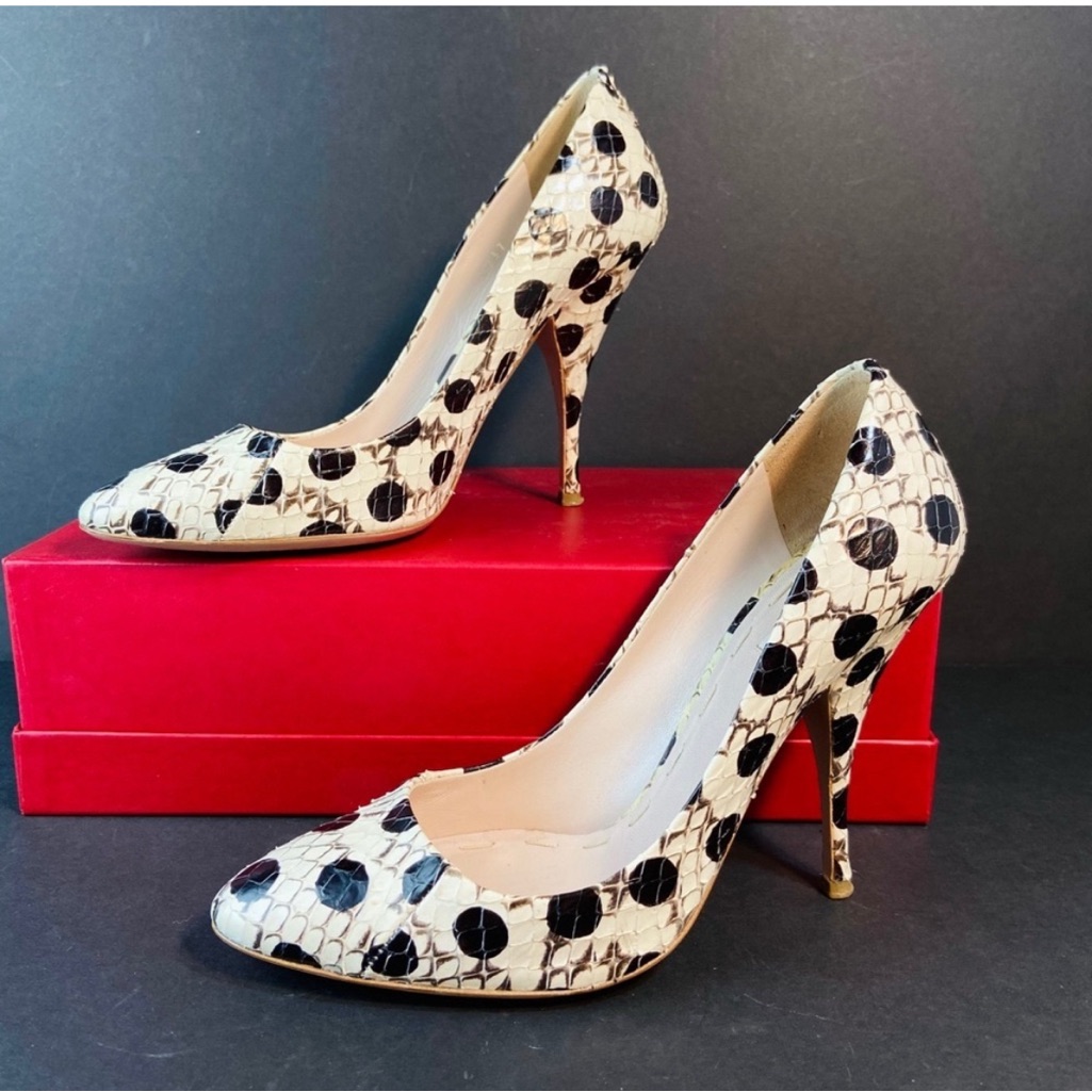 Miu Miu Python Black White Polka Dot Pumps
